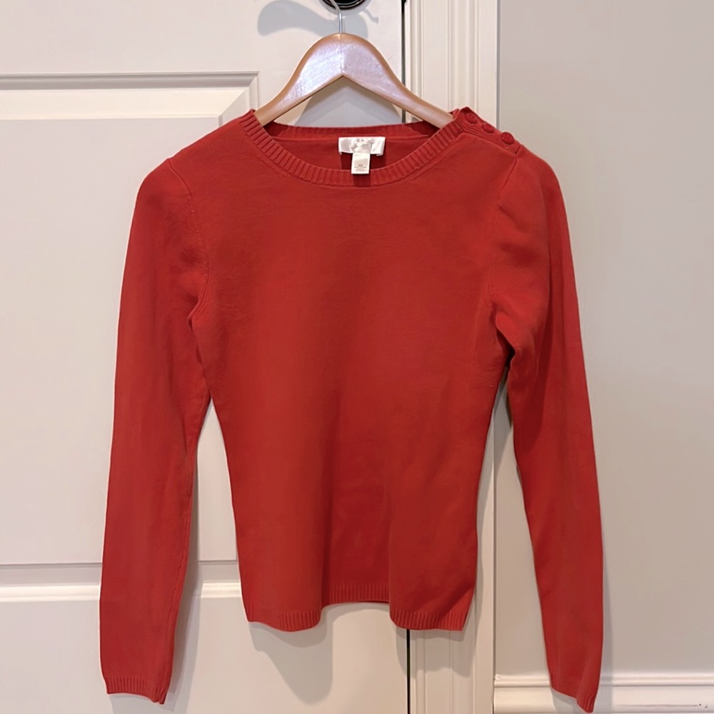 Ann Taylor Loft size XS sweater with button detail. Orange. Good condition.